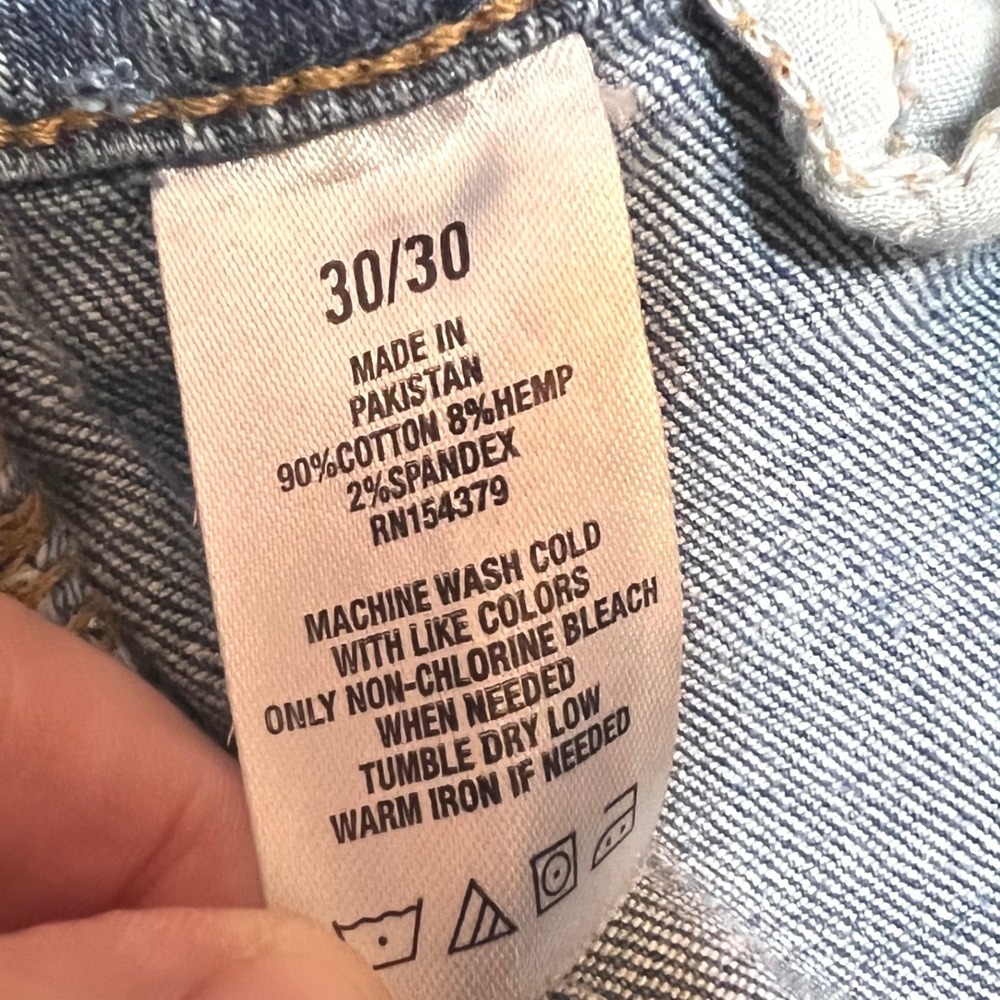 Aeropostale Mens Size 30x30 Skinny Taper Jeans Blue Distressed Ripped Frayed Hem - Picture 5 of 16
